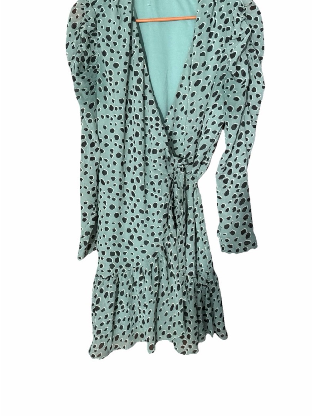Favlux size Medium Mint Green Polka Dot Wrap Dress midi